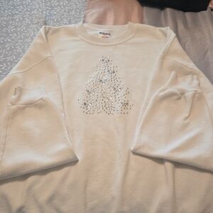 Cream Sweatshirt with Rhinestone Tree Design